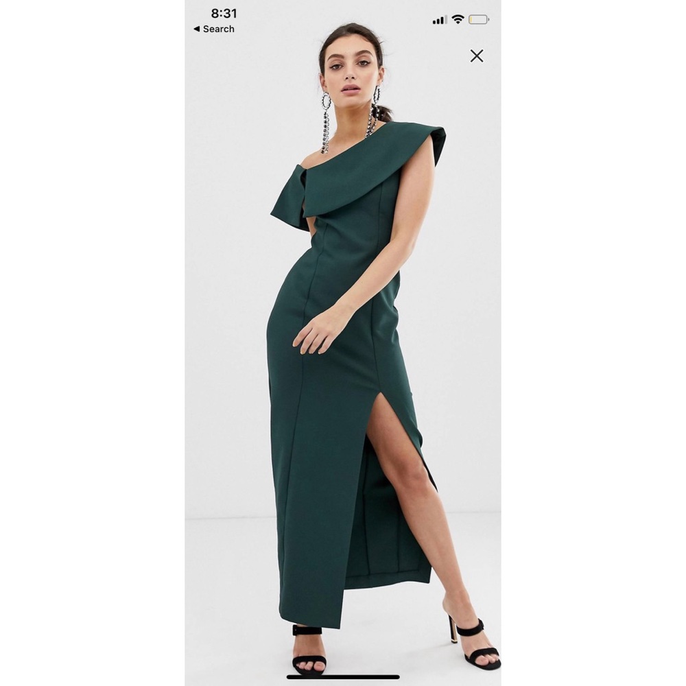 Teal Midi Dress w Ruffle